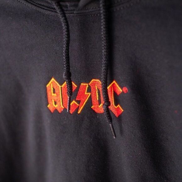 AC/DC Cozy Fleece Studded AC/DC Hooded Sweatshirt Vinyl Icons X-Large - Picture 2 of 4